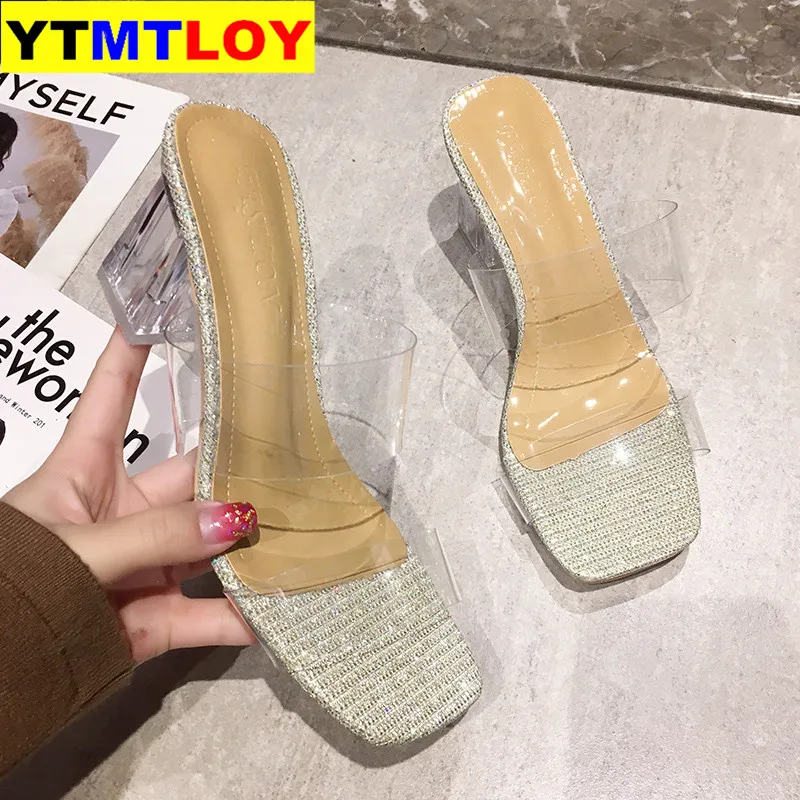 clear and gold shoes