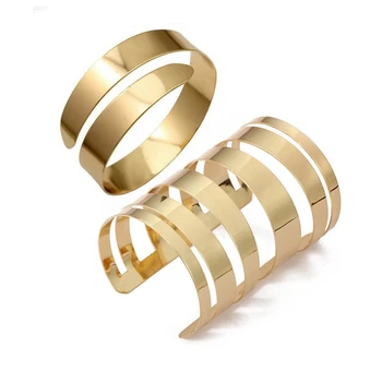 

2 Pcs Jewellery:1 Pcs Open Ended Wide Bangle Cuff Fashion & 1 Pcs New Upper Arm Cuff Armlet Armband Bangle Bracelet