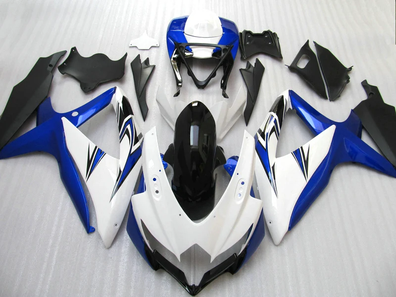 ABS пластик Инъекции обтекатель комплект для Suzuki 2010 2009 2008 GSXR600 K8 GSXR750 08 09 10 GSXR 600 750 Синий Белый Пользовательские обтекатели