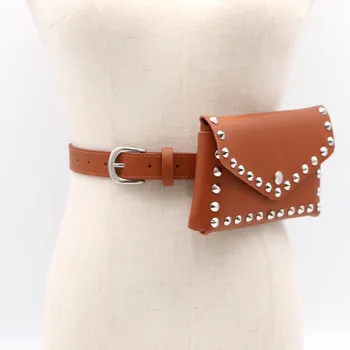 

Fanny Pack Women Belt Bag Leather Waist Bag Fashion Women's Pure Color Rivets PU Messenger Shoulder Chest pochete homem 11.20