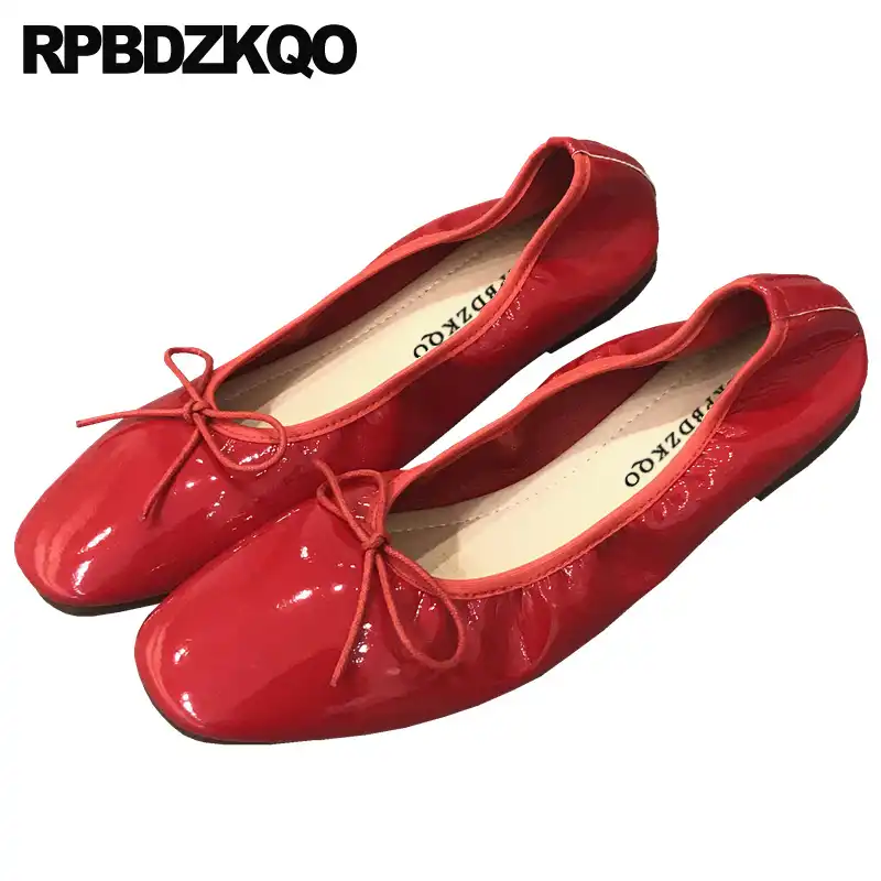 red ballet flats with bow