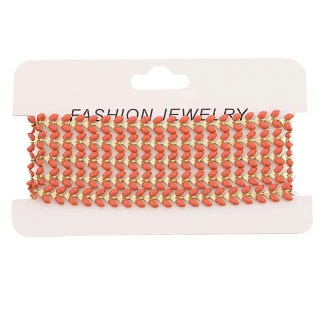 SAUVOO Oil Drop Wheat Shape Link Chains Necklace Gold Copper Chain Design Jewelry Accessories/Jewelry Findings & Components orange