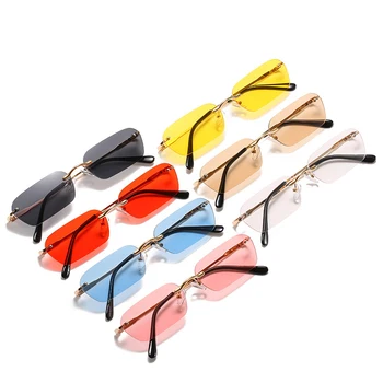 

Black Rimless Sunglsses Women 2020 Vintage Designer Luxury Metal Sunglass Brand Wholesale Shades Eyewear Gafas De Sol Oculos