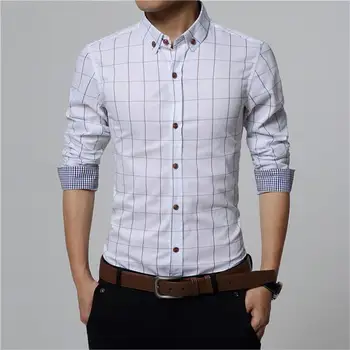 

OLOEY 2019 new explosions fashion lattice lapel long-sleeved shirt men's spring and autumn slim shirt shirt