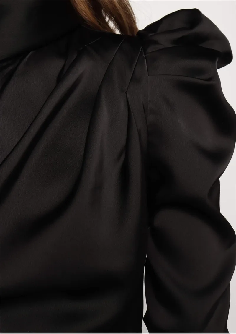 Meihuida, женские элегантные атласные блузки с длинным рукавом и бантом, женские классические блузки, сорочка для офиса, элегантная одежда