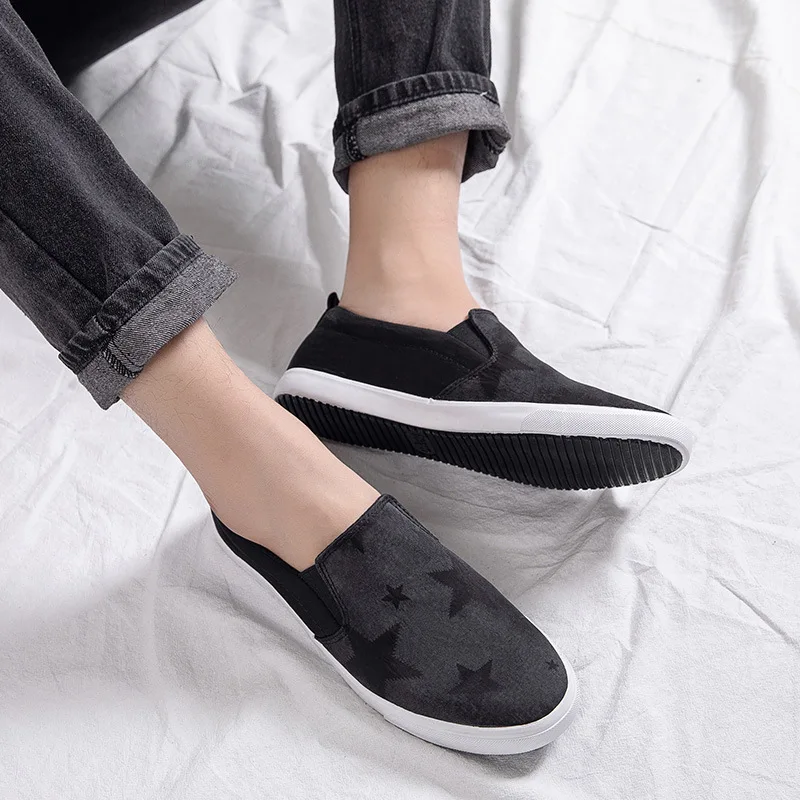 

Leyo Spring New Style MEN'S Canvas Shoes round Shallow Mouth Casual Versatile Loafers Korean-style Low Top Athletic Shoes Men's