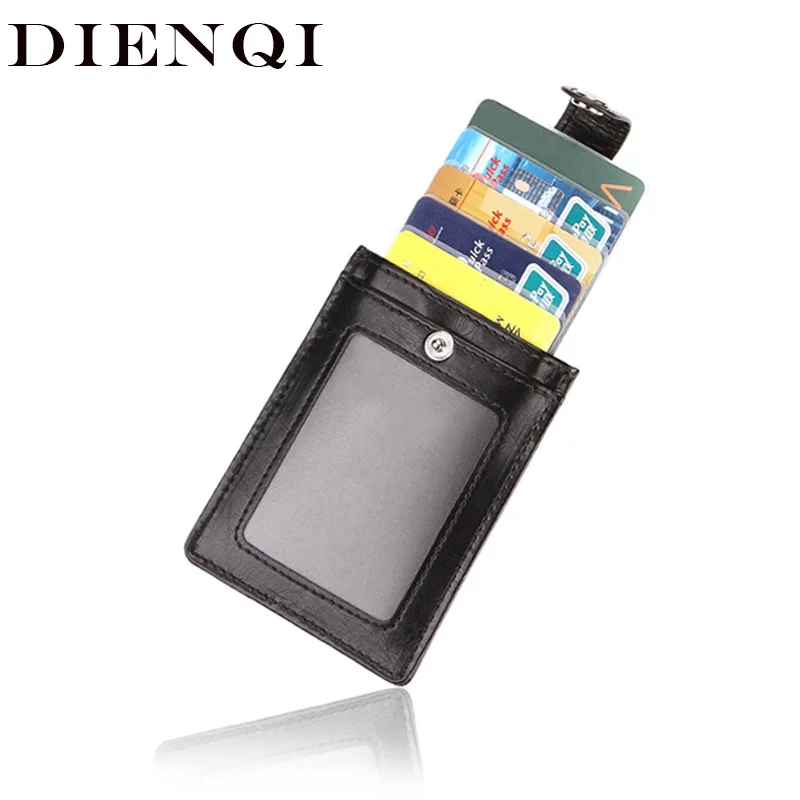

DIENQI Rfid Blocking Slim Men Wallets Leather Vintage Credit Card Purse Male Thin Mini Front Pocket Small Money Bag Vallet Walet