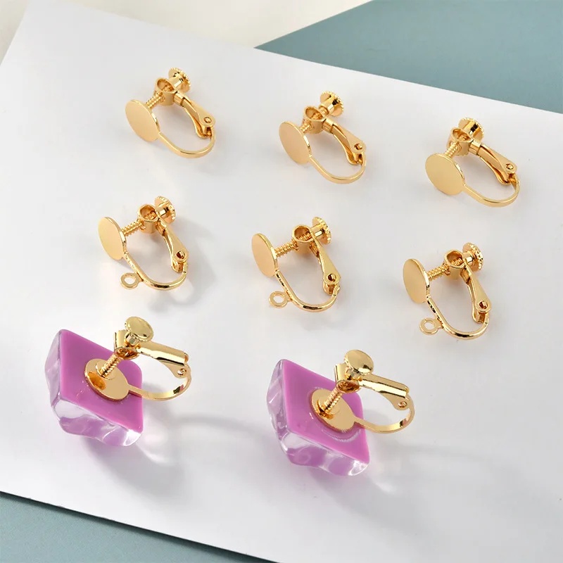 

10pcs New Copper Earrings Without Pierced Screw Ear Clip Disc Earrings Without Pierced Ear Clip Tray DIY Homemade Earrings