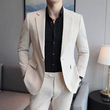 

2021 New Men's Jacket Luxury Brand Fashion Slim Business Leisure Office Masculinity Handsome Solid Color Versatile Men's Jacket