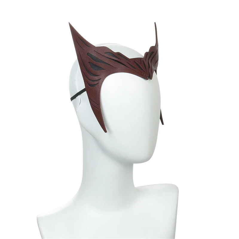 Movie Wanda Vision Scarlet Cosplay Witch Headwear Soft PU Leather Made Scarlet Topknot Cosplay Props anime dress