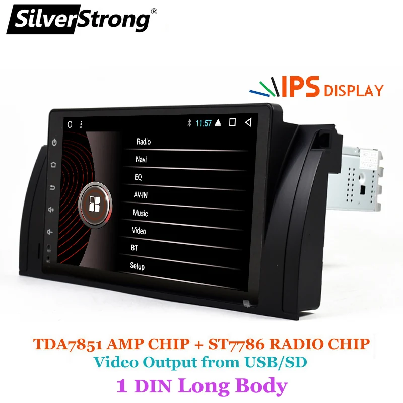 

SilverStrong Android 9 inch 1Din GPS Car radio for BMW E53 X5 E39 M5 3 series High Quality Bluetooth RDS Canbus 1din long body
