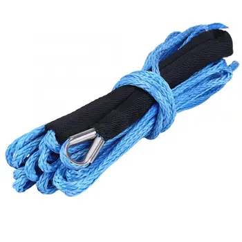 

Bumper Trailer 1/4 49 Synthetic Winch Rope Line Cable W/ Protective Sleeve 6600 lbs for ATV UTV Truck Blue Car tools