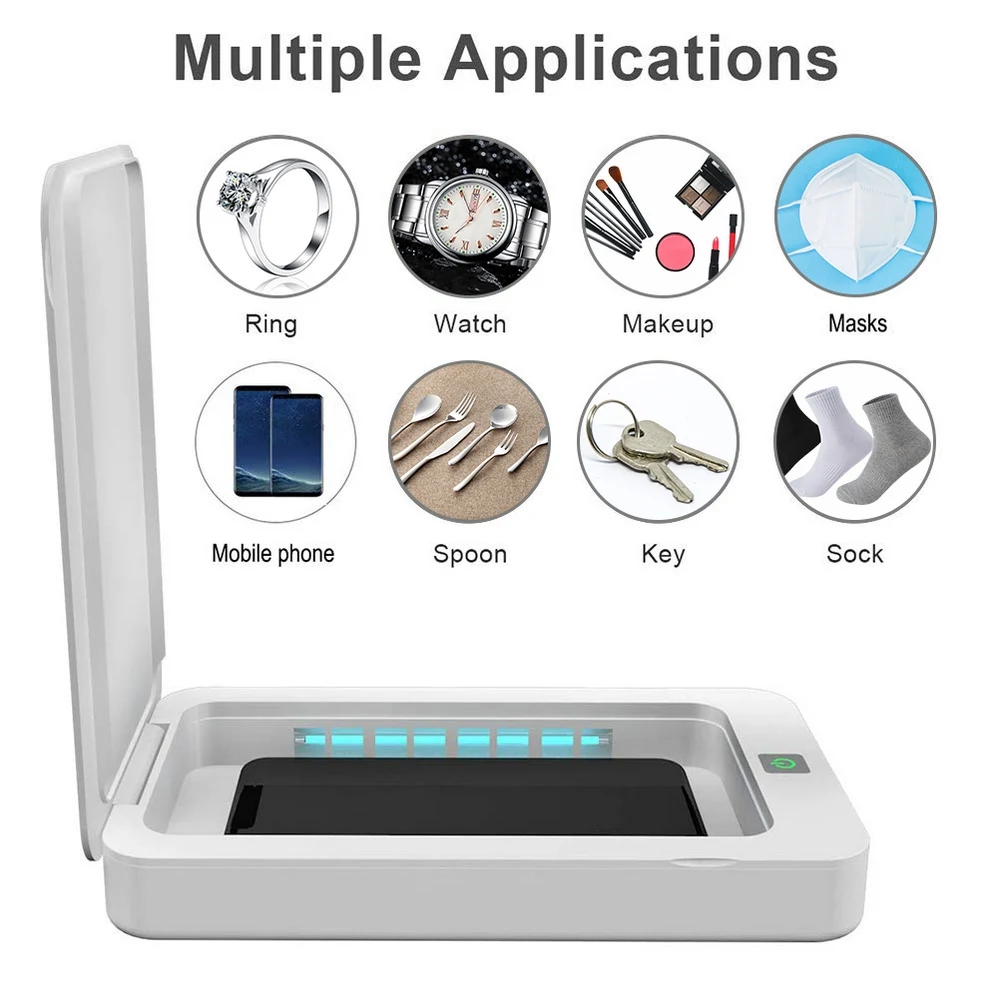 

UV Light Phone Sterilizer Box Jewelry Phones Cleaner Personal Sanitizer Disinfection Cabinet Ultraviolet LED Antibacterial Lamp