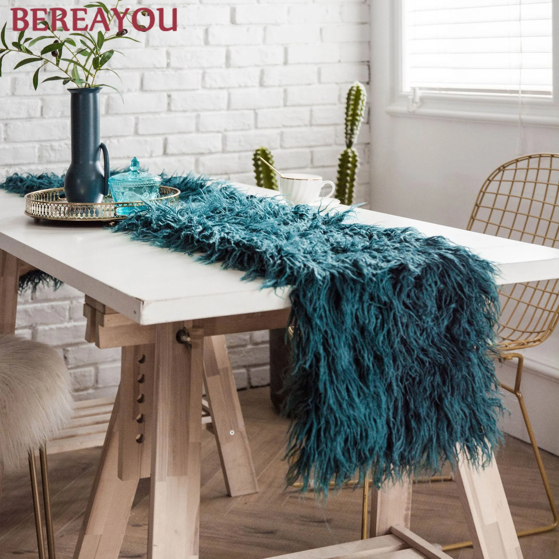 

Modern Table Runners Soft Wool Luxury Chair Runner Cloth Cover Rectangle Tea Dining room Decoration For Wedding Party tafelloper