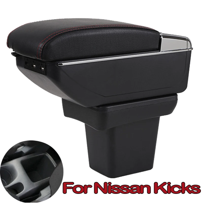 For Nissan Kicks Armrest Box Universal PU Leather Car Central Armrest