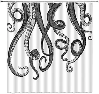 

Octopus Tentacles Kraken Ocean Sea Monster Sea Animal Home Decor Shower Curtain Sets with Hooks Polyester Fabric Great Gift