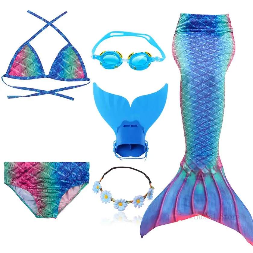 Package 1 New Arrival Mermaid Tails with Garland or with Monofin Flipper Bathing Suit for Swimming Swimsuit Ariel Mermaid Cosplay Costume - Цвет: Package 1