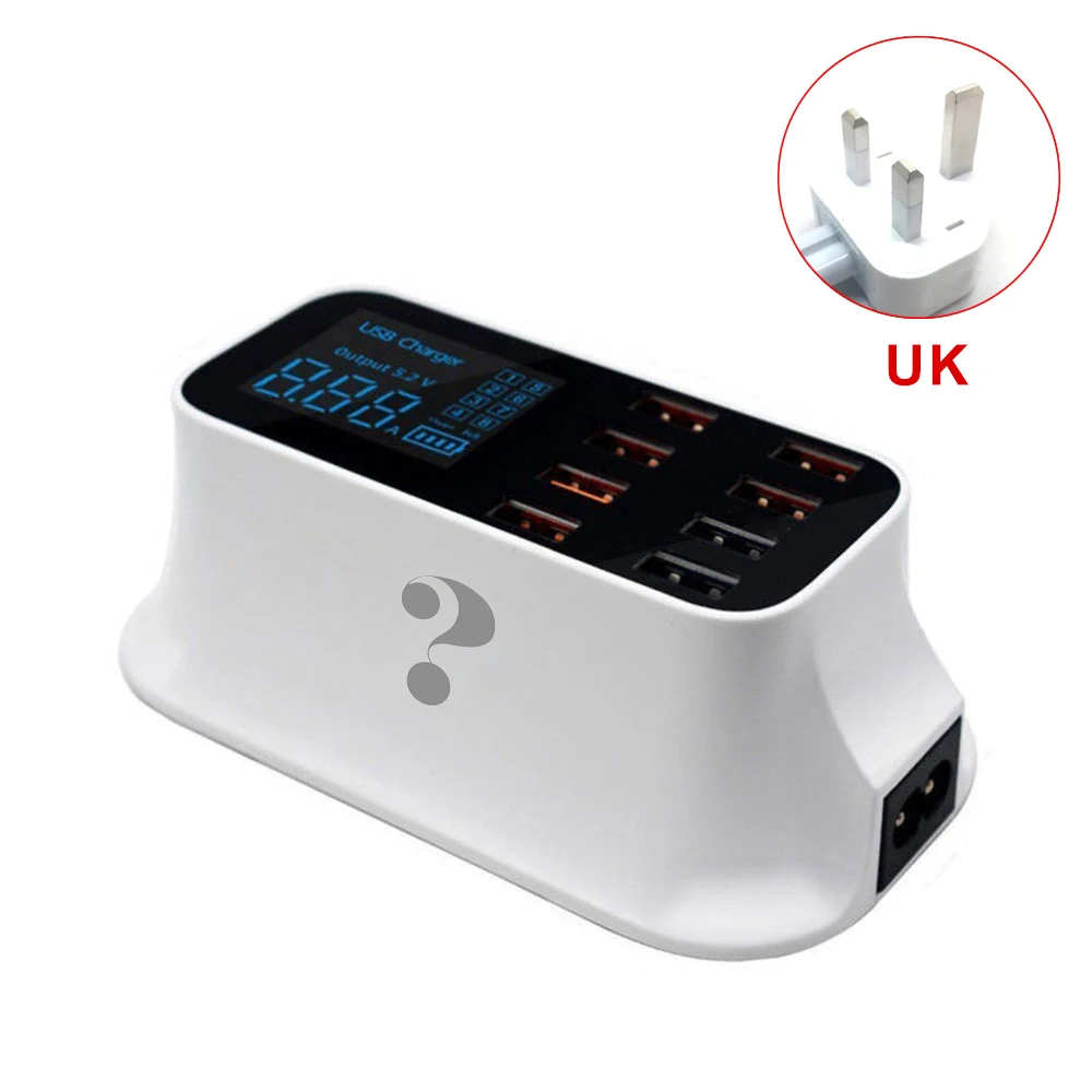 USB зарядное устройство Быстрая зарядка 8 usb портов концентратор цифровой ЖК-дисплей Быстрый Телефон Зарядное устройство Док-станция адаптер для iPhone US EU UK Plug