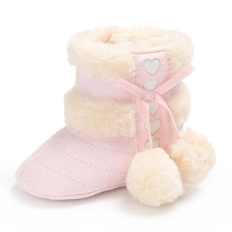 Для новорожденных девочек, малышей, меховые зимние сапоги, мягкая подошва, детская обувь ботиночки, зимняя новая модная Милая Детская Обувь