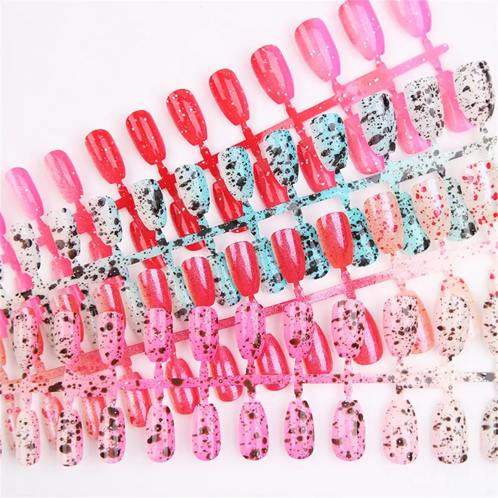 

24 pcs Pointed False Nails Extension Full Cover Stiletto Coffin Fake Nails ABS Artificial Tips Nail Art Decorations Women Makeup