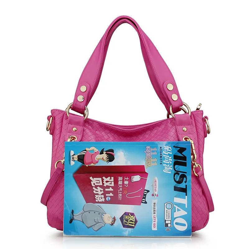 

New Style Korean-style WOMEN'S Bag Trendy Bag Noble Elegant Pressure Woven Pattern Shoulder Bag Casual Large Bag WOMEN'S Fashion