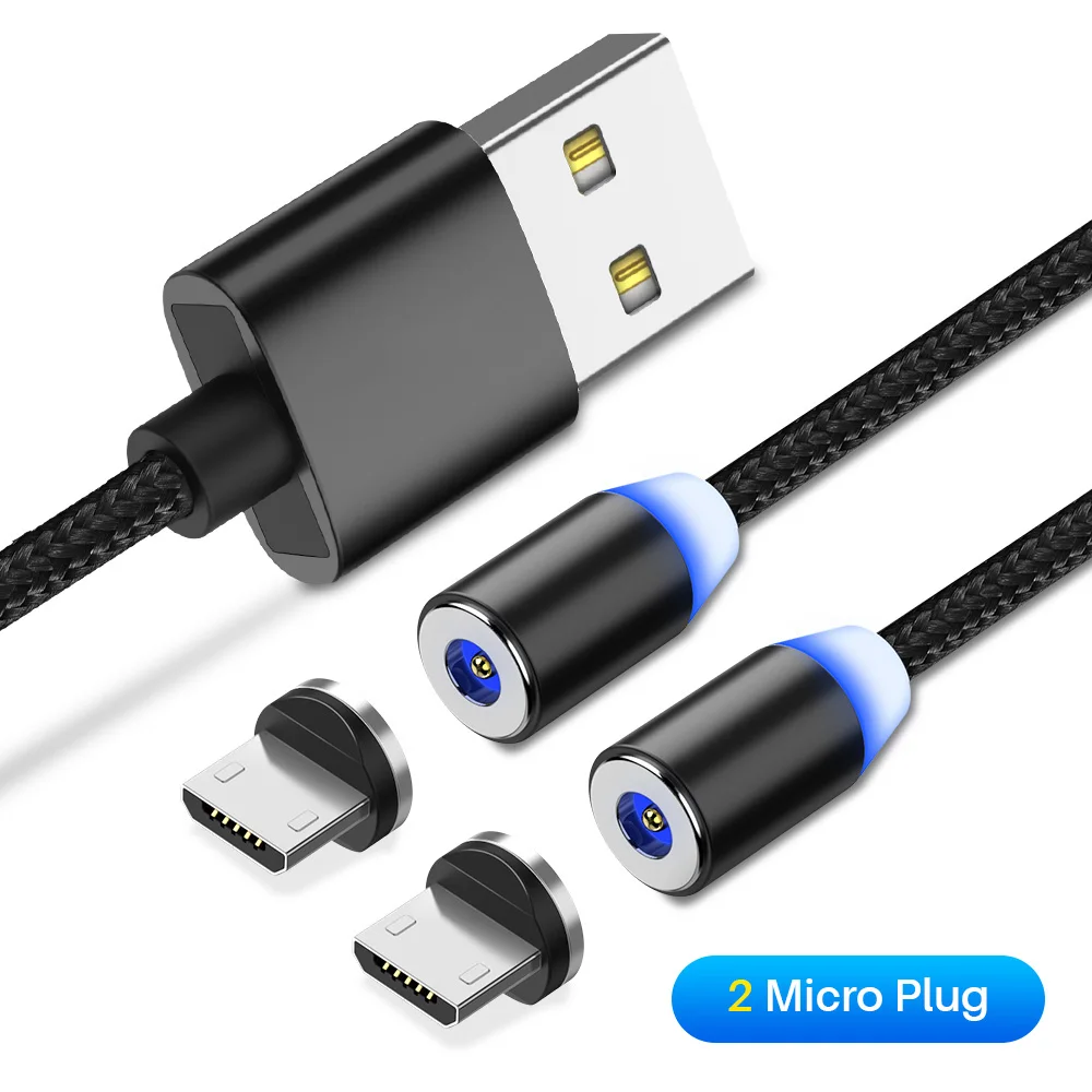 YBD 2 в 1 Магнитный кабель usb type C зарядный провод Магнит Micro USB зарядное устройство освещение для usb для iPhone 11 XR XS - Цвет: 2micro