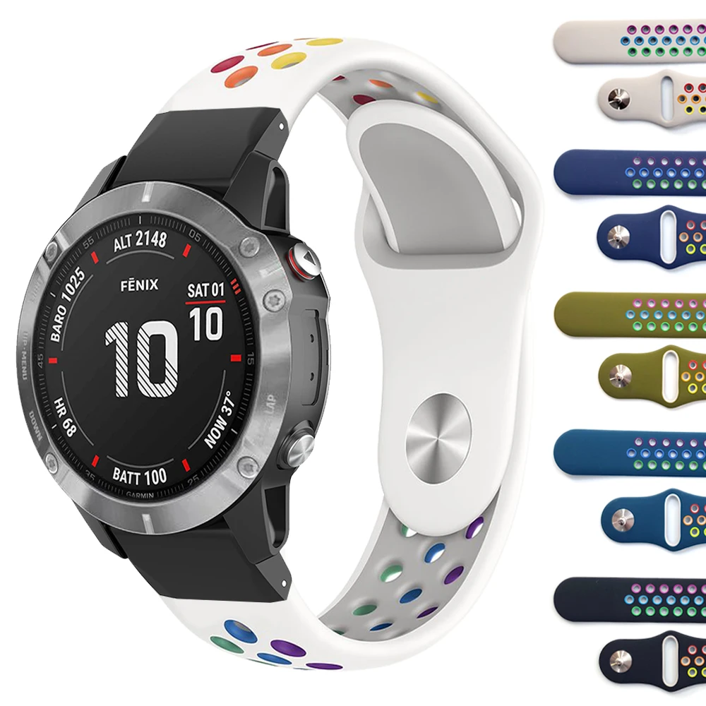 Цветной силиконовый ремешок для часов Garmin Fenix 6 6X PRO TACTIX DELTA/fenix 5 5x/fenix 3 hr/MARQ 22 мм 26