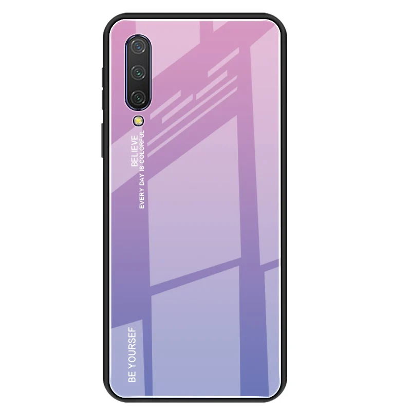 Стеклянный чехол для телефона для Xiaomi mi 9 Lite, чехол, Роскошный Жесткий Бампер, противоударный чехол на заднюю панель для Xiaomi mi 9 Lite mi 9 T Pro mi 9 T - Цвет: Розовый