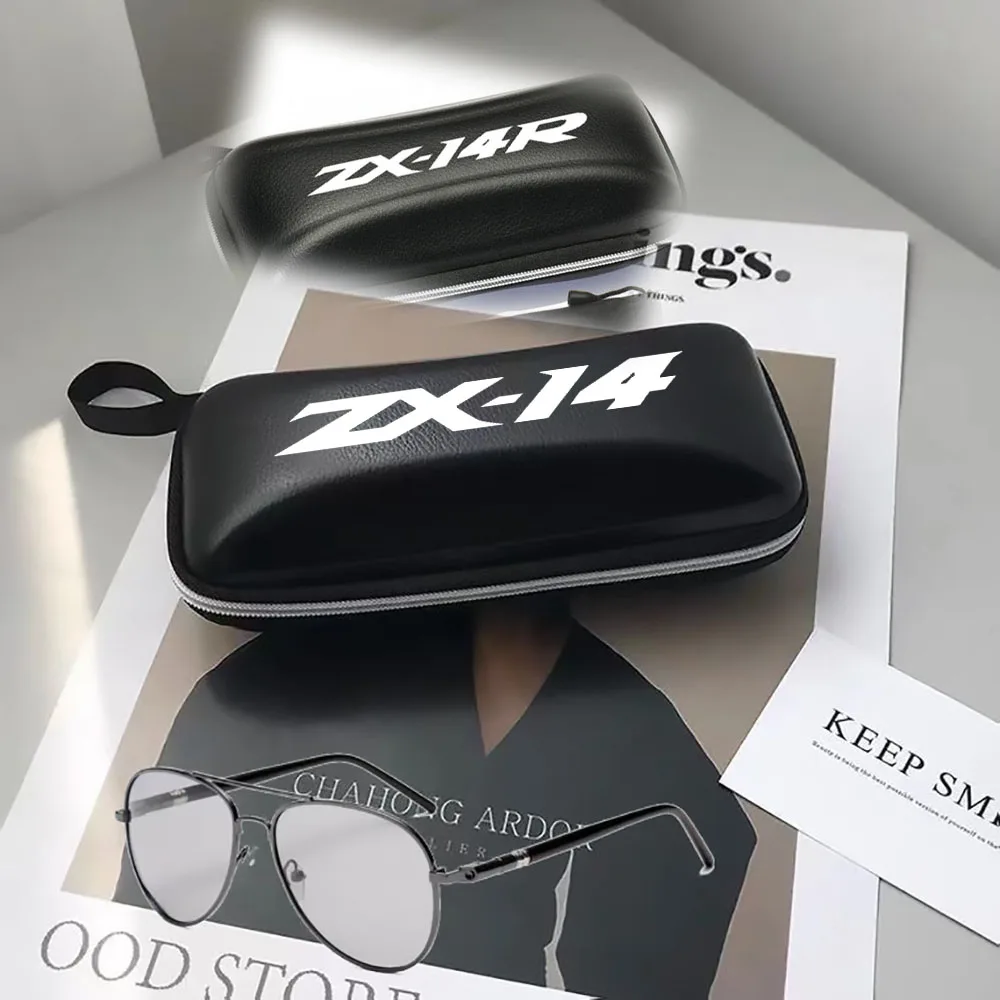 For KAWASAKI NINJA ZX14R ZX-14R ZX14 ZZR 1400 Custom pattern black leather sunglasses glasses Box case motorcycle accessories | Автомобили