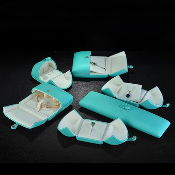 

Lake Blue Double Ring Earring Storage Box Red Wedding Necklace Jewelry Packaging Bracelet Box Display Packaging Royal Blue