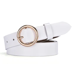 Leather Belts For Women Fashion Jeans Classic Retro Simple Round Buckle Female Pin New Denim Dress Sword Goth Luxury Punk Gothic