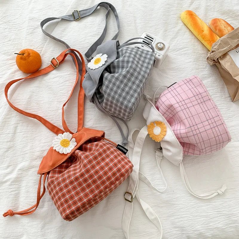 

Woman bag cute bucket small bag female 2020 new wild shoulder bag casual canvas female crossbody bag