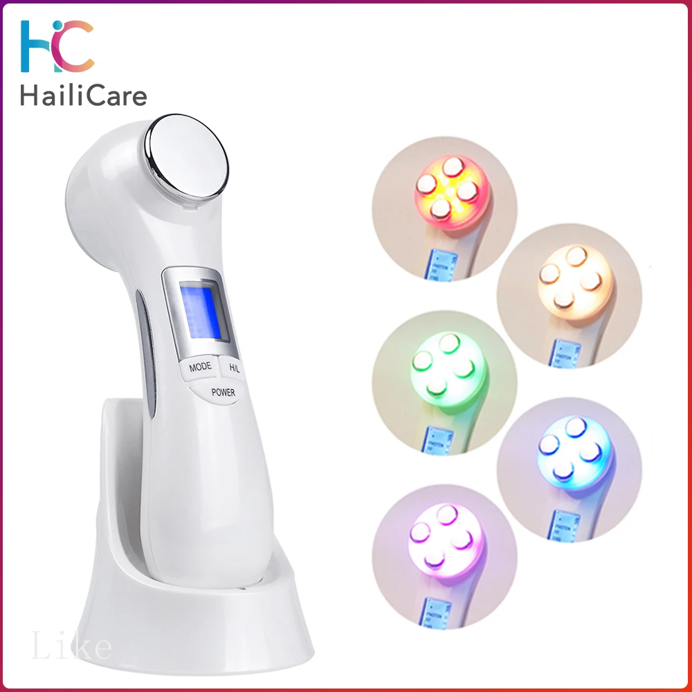 6 in 1 Photon Therapy Radio Frequency Ems Led Facial Skin Lifting Microcurrent Vibration Face Massa