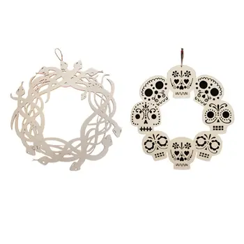 

New Halloween Decoration Hanging Skull Snake Pendant Sign Wooden Ornaments Supplies