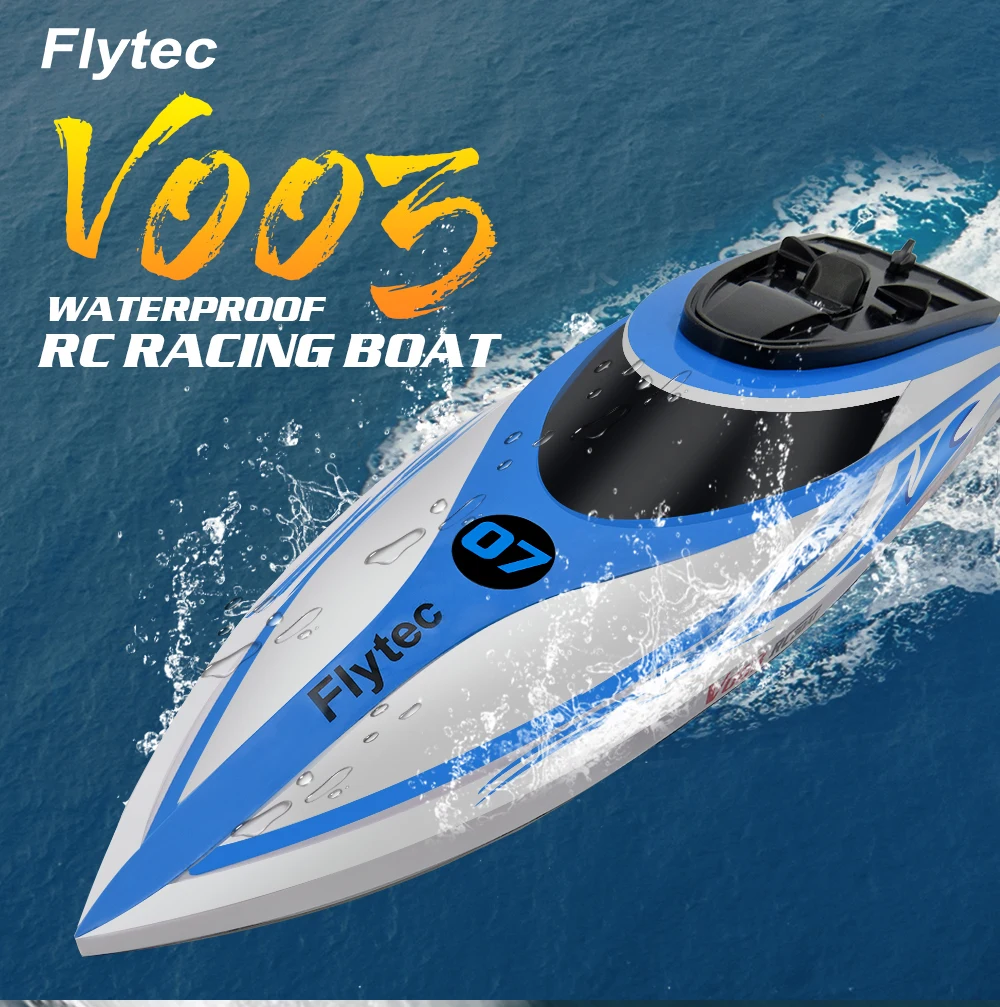 

Flytec V003 RC High Speed Boat 2.4G with Self-righting Waterproof Built-in Water Cooling System 30+Km/h RC Racing Boat RC Toys