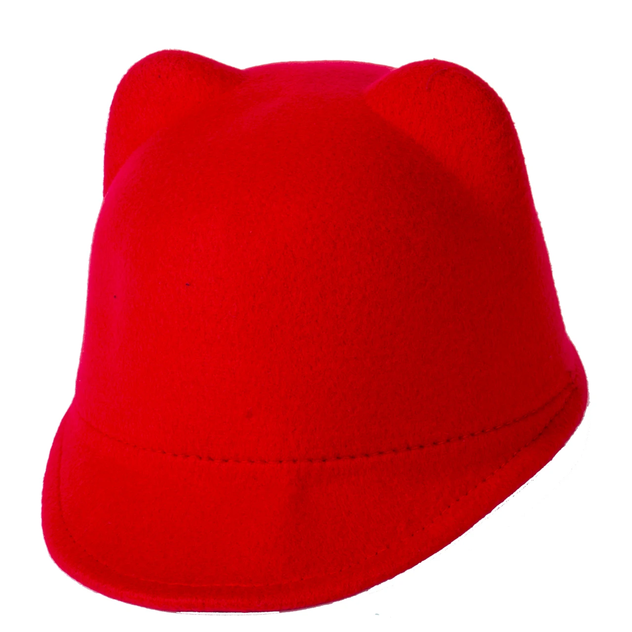 Новинка года; Лидер продаж; зимняя теплая Детская шерстяная шапка с кошачьими ушками для маленьких девочек; шапка-Дерби котелок; Однотонный винтажный костюм с объемными ушами; игровые шляпы с полями - Цвет: Красный