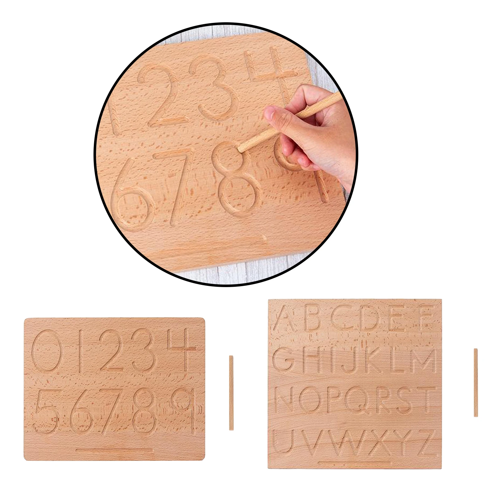 Double Sided Montessori Tracing Board Educational Wooden Toy Alphabet Numbers