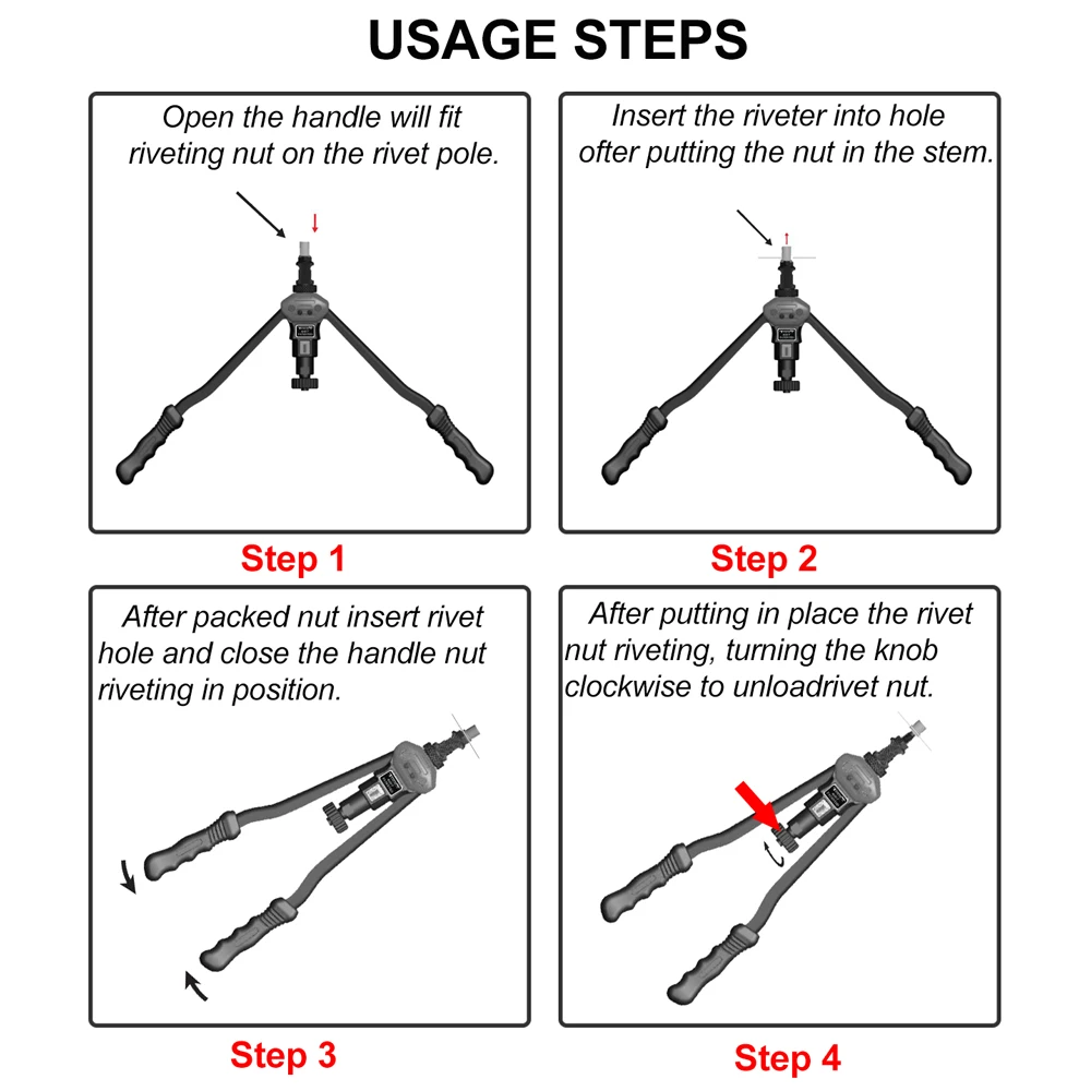 Rivet Gun, Rivet Nut Tool ALLSOME BT-605 Riveter Gun Hand Insert Rivet Nut Tool Manual Mandrels M3 M4 M5 M6 M8 M10 M12 HT2597