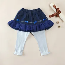 Осенние модные детские брюки-кюлоты, популярные японские Брендовые джинсовые леггинсы с вышивкой для девочек