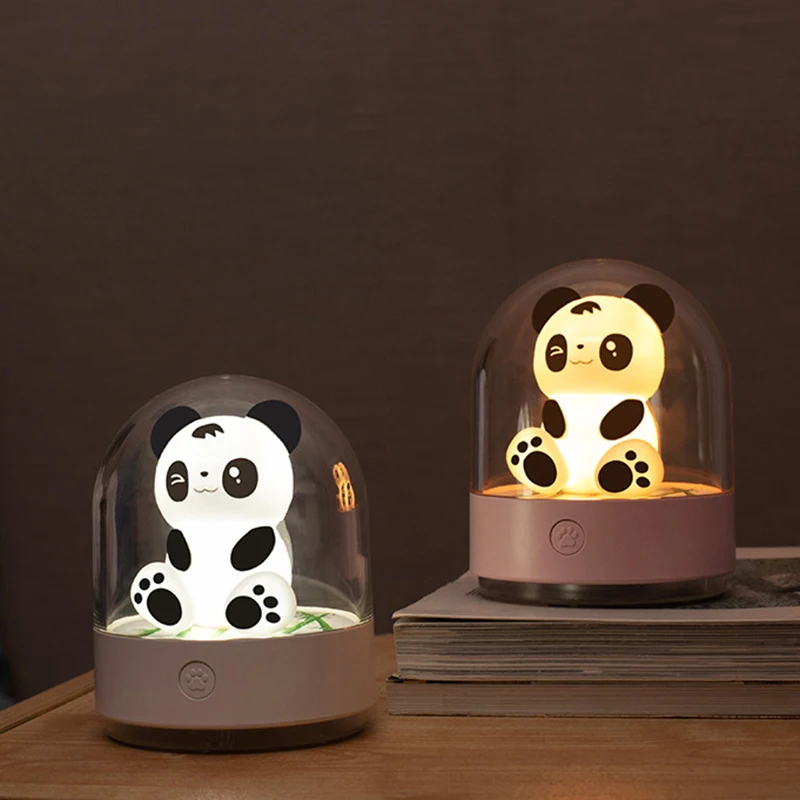 Cute Panda Night Light Led RGB Color Changeable Night Lamp Aromatherapy Night Lights for Children Bedroom Baby Kids Lights Gift