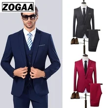 2019 High Quality Men Fashion Slim Suits Male Business Casual Groomsman 2pcs Wedding Suit Men's Jacket Pants Trousers Sets