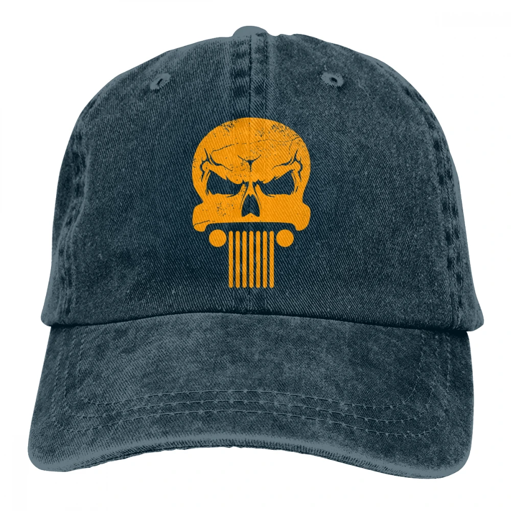 Jxxp череп голова Casquette черный унисекс Мужские Женские джинсовые бейсболка с ремешком кепки Регулируемый Гольф папа шляпа