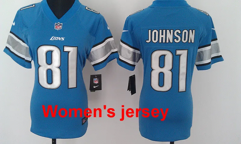 A+++ для женщин и девушек все сшитые Detroit s ladies 9 Matthew Stafford 21 Ameer Abdullah 81 Кельвин Джонсон Вышивка Логотипы Джерси - Цвет: Розовый