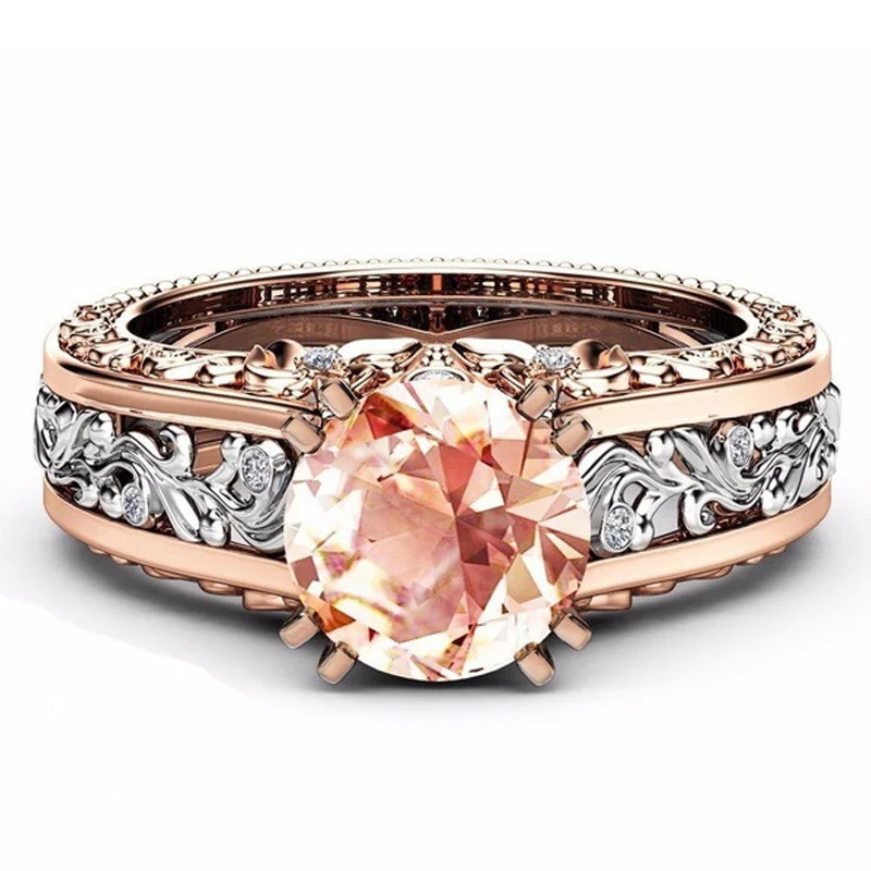 Мода полые завод Циркон розовое золото обручальное кольцо для женщин двухцветный цветок горный хрусталь обручальные кольца для женщин ювелирные изделия кольцо