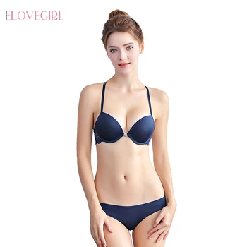 

Elovegirl Women Bra Set Sexy Women Underwear Y-Straps Lace Front Closure Push-up Bra Hot T-shirt Lingerie Set