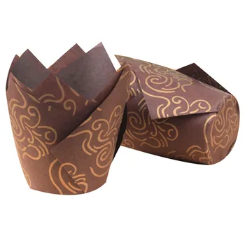 

50pcs Tulip Baking Paper Cups Cupcake Muffin Liners Wrappers Baking Cups Muffin Treat Cup Wedding HY99