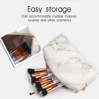 

Marbling cosmetic storage bag Gold Zipper PU leather Portable Travel