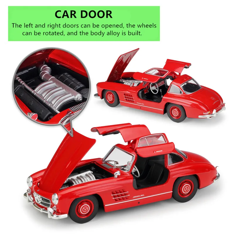 WELLY 1:24 Mercedes 300SL моделирование сплава Модель автомобиля ремесла Коллекция игрушек инструменты подарок