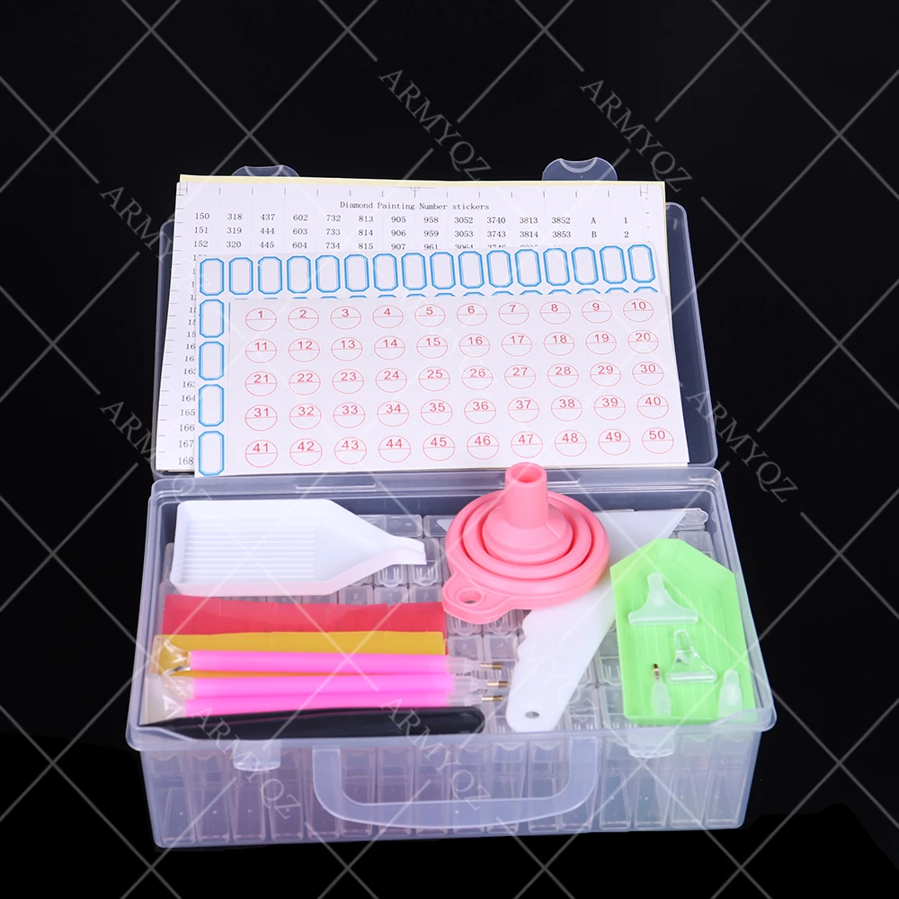 

64pcs 5D diamond painting accessories Sets Diamond Painting Tools Storage Box Beads Container Rhinestone Storage Boxes Accessory