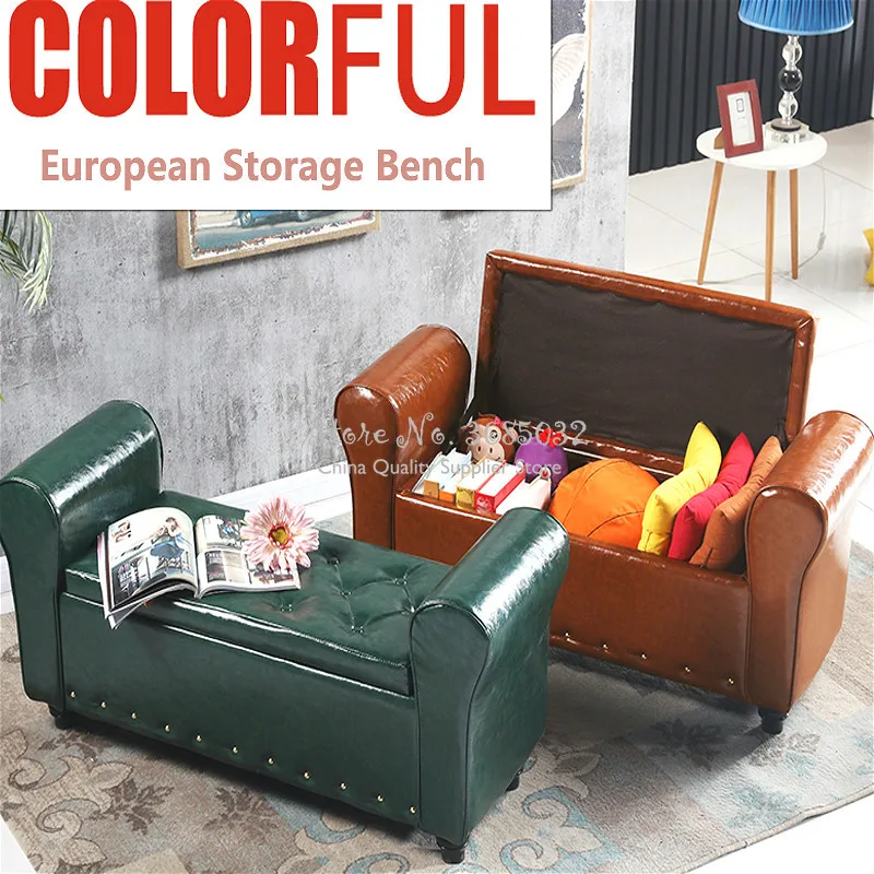 European Leather Storage Bench Change Shoe Stool Clothing Book Sundries Storage Sofa Stool Multifunctional Home/shop Furniture European Leather Storage Bench Change Shoe Stool Clothing Book Sundries Storage Sofa Stool Multifunctional Home/shop Furniture